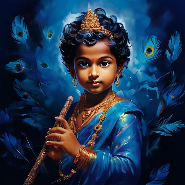 Zdjęcie boska melodia niebiańska uroczystość krishna janmashtami