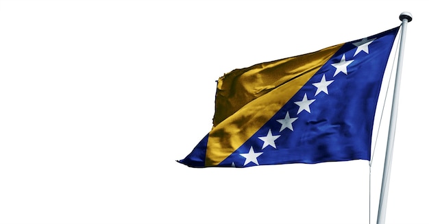 bosnia_and_herceovian macha renderowania 3D Flaga, na tle błękitnego nieba. - obraz