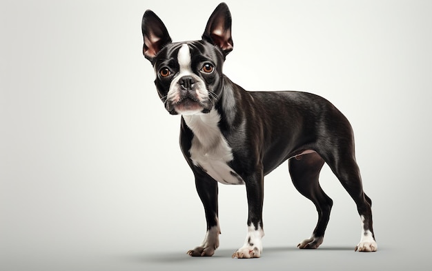 Boston Terrier pies izolowany na białym tle Generatywna sztuczna inteligencja