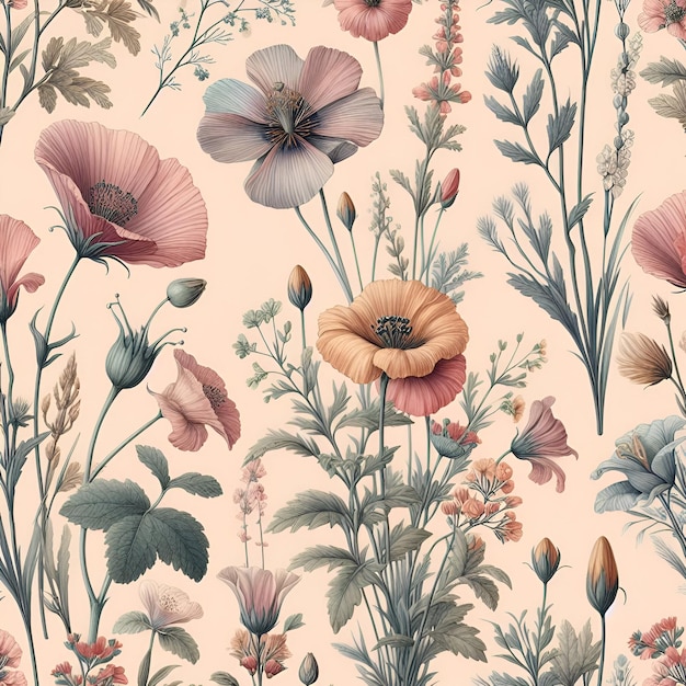 Botanical Antique Vintage retro ilustracja tła