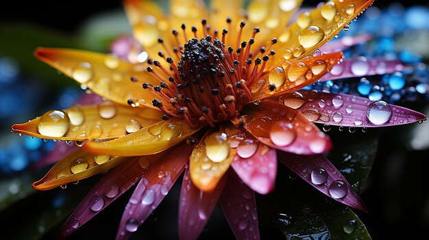 Zdjęcie botaniczny blask skomplikowane szczegóły żywych kwiatów generacyjna sztuczna inteligencja