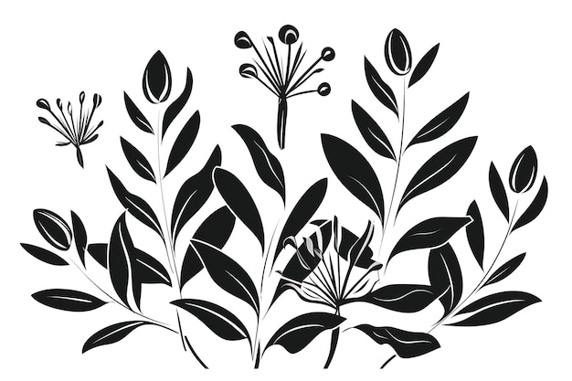 Zdjęcie botaniczny rysunek liniowy liści z abstrakcyjnym kształtem abstrakcyjna sztuka projektowania roślin generative ai