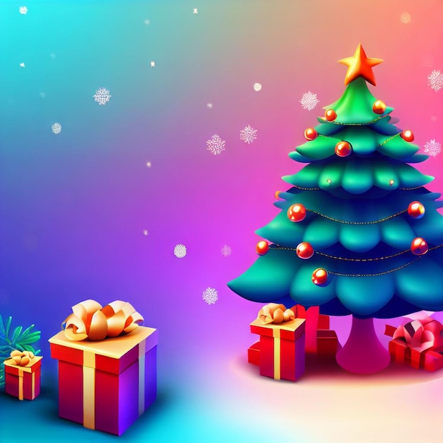 Boże Narodzenie 3D TłoBezpłatne zdjęcia z drzewem świątecznym pudełko podarunkowe