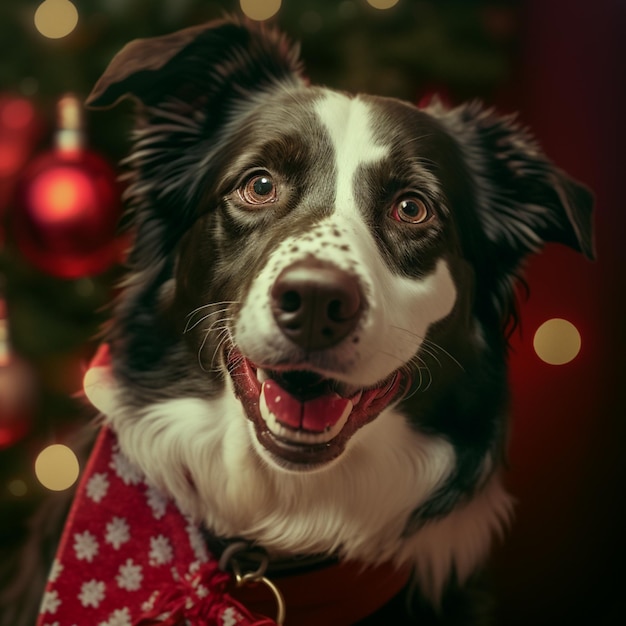 Boże Narodzenie i słodkie tło dekoracji Dogchristmas