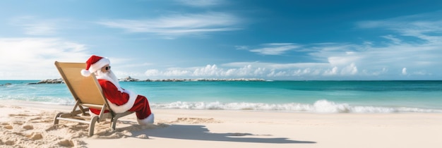 Boże Narodzenie Święty Mikołaj relaks na piaszczystej plaży Letnie wakacje Xmas