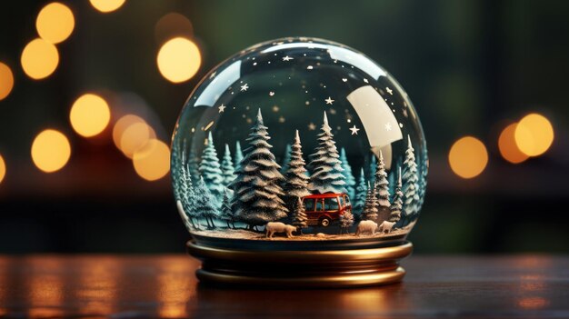 Boże Narodzenie szklany globus tło ze śniegiem fotorealistyczny