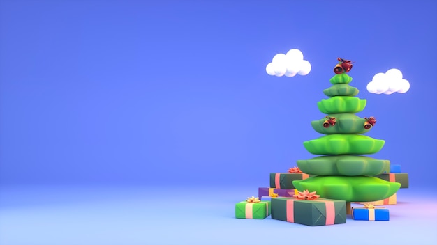 Boże Narodzenie Tło Z Drzewa I Pudełka