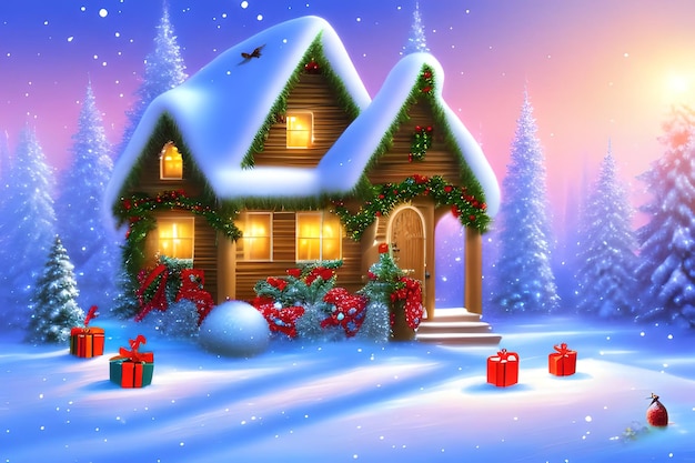 Boże Narodzenie zima tło z ptaszarni i ptaki dziobiące jagody na śniegu