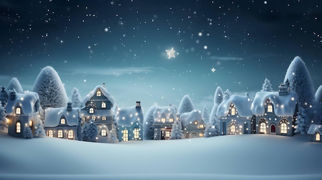 Boże Narodzenie zima wróżka wieś krajobraz AI generowany obraz