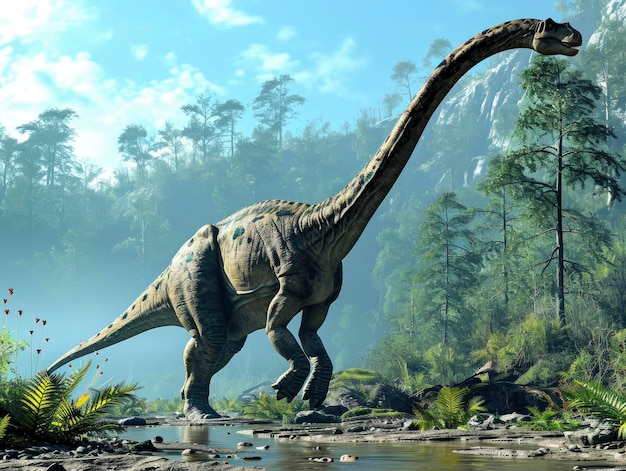 Zdjęcie brachiosaurus w swoim naturalnym środowisku