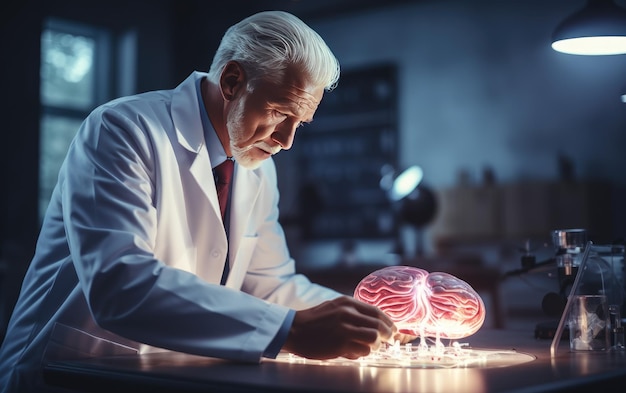 Brain Health Insights Lekarz omawia model mózgu