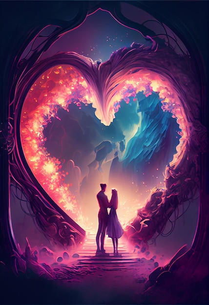 Brama do alternatywnej rzeczywistości miłosnej romantycznej ilustracji Generative Ai