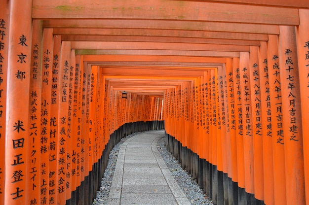 Brama Torii prowadząca do świątyni Fushimi Inari