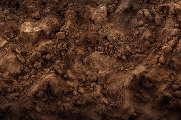 Zdjęcie brązowa gleba z bliska kępki ziemi