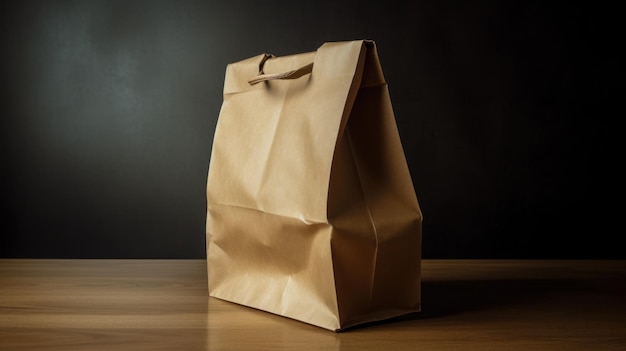 Brązowa papierowa torba z napisem food