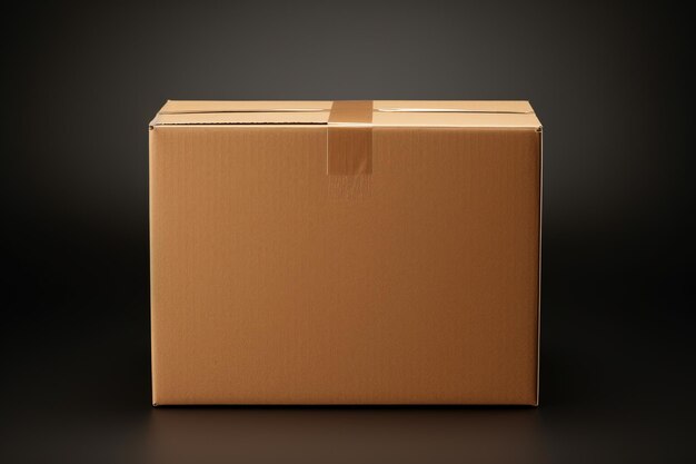 Brązowe pudełko kartonowe na czarnym tle 3d rendering mock up Ai Generated