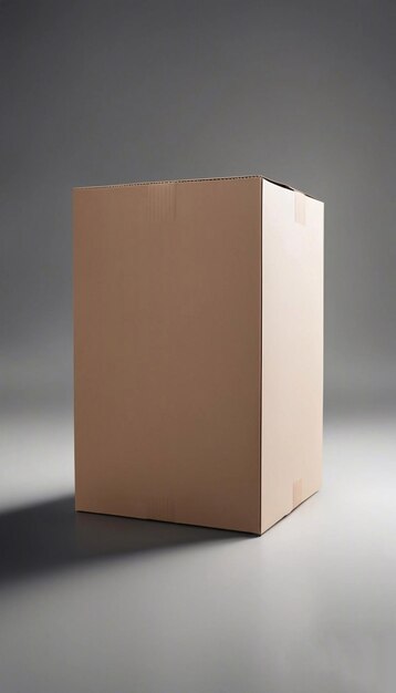 Brązowe pudełko kartonowe umieszczone w białym studiu Genative AI