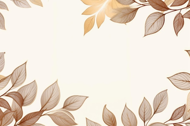 Zdjęcie brązowe złote liście beżowe tło z przestrzenią do kopiowania
