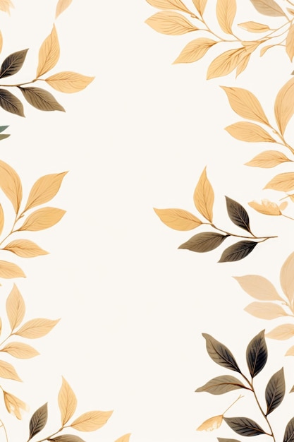 Zdjęcie brązowe złote liście beżowe tło z przestrzenią do kopiowania
