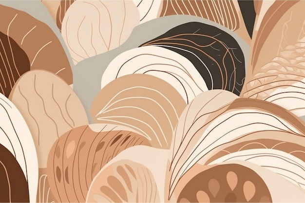 Brązowo-brązowe tło z wzorem liści