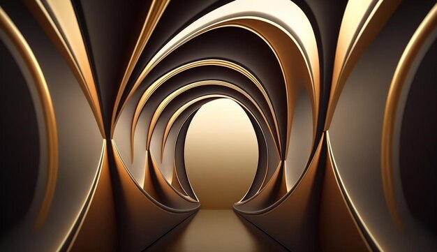 Brązowo-złoty tunel z tunelem pośrodku.