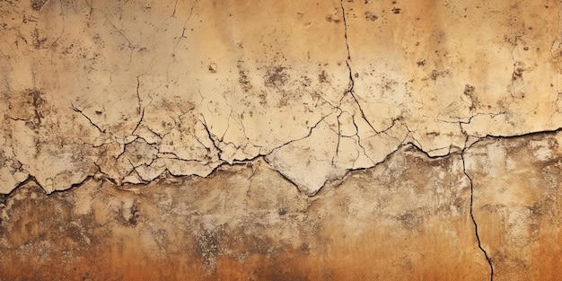 Brązowy betonowy mur tekstura tło pęka rysy generatywne Ai