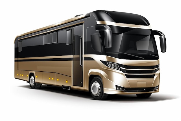 brązowy i czarny autobus z czarnym i złotym wzorem.