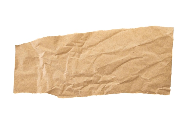 Brązowy kawałek papieru kartonowego izolowany na białym tle