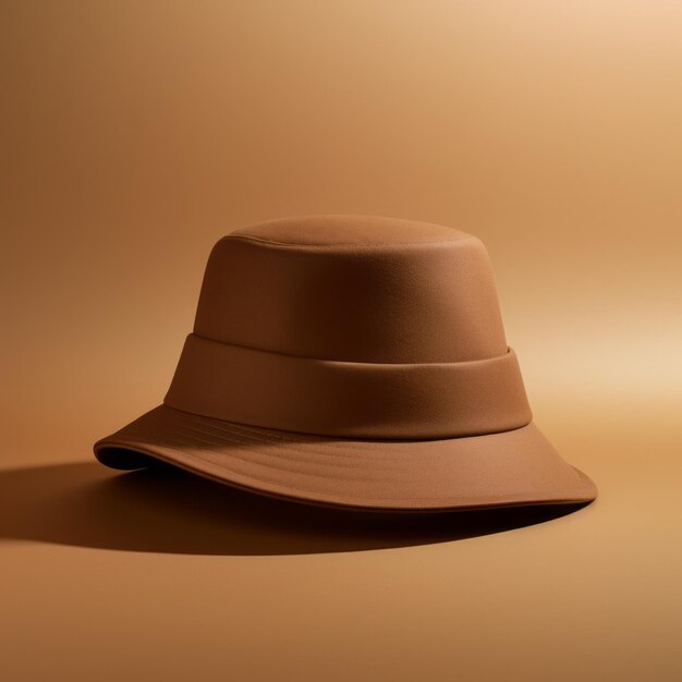 Brązowy skórzany kapelusz w stylu Zbrush z subtelnym cieniem