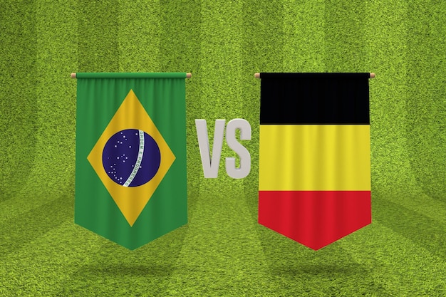 Brazylia kontra Belgia mecz ćwierćfinałowy w piłce nożnej Renderowanie 3D