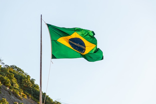 Brazylijska Flaga Na Zewnątrz W Mieście Rio De Janeiro.