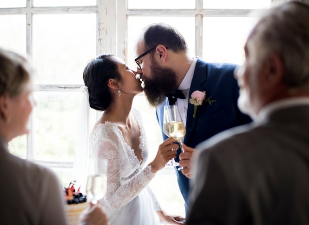 Bride Kissing Groom Wesele