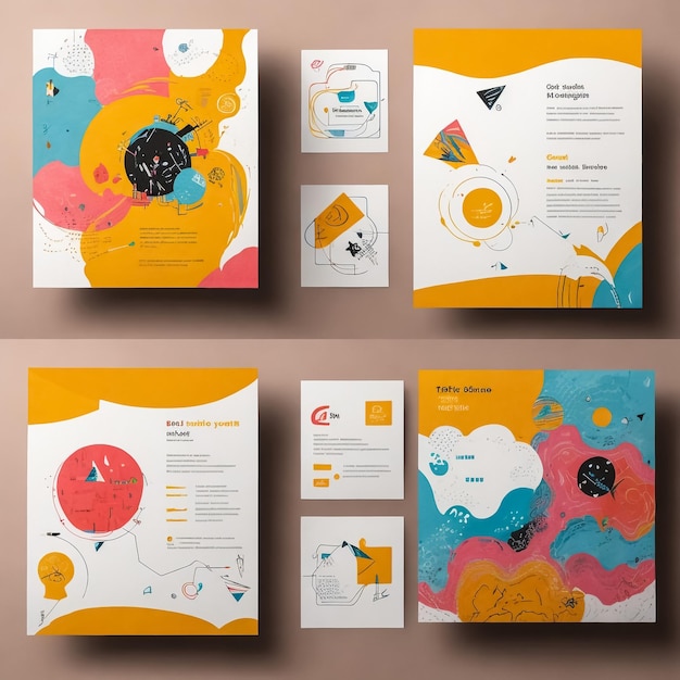 Brochura dla corocznej międzynarodowej konferencji Zestaw szablonów do prezentacji biznesowych Trójkątne elementy i miejsce dla tekstu Kolorowa tekstura trójkątna