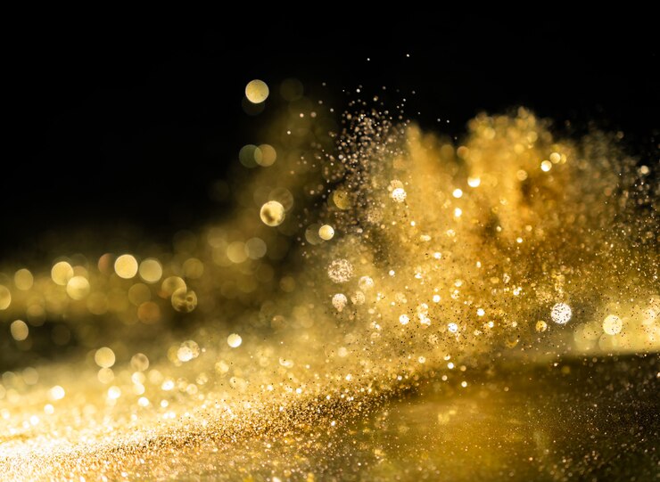 Brokat światła grunge tła, złota brokatu defocused streszczenie Twinkly Lights Background.
