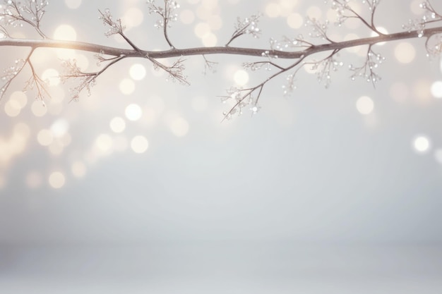 Brokatowe srebrne iskierki na gałęziach Girlanda błyszczy na drzewie Jasne zimowe tło Ilustracja generatywna AI