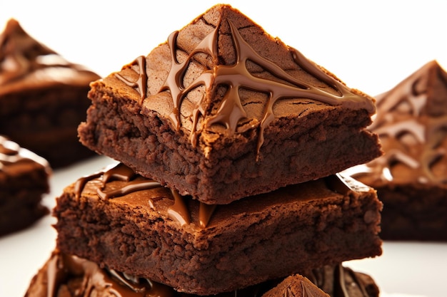 Brownies ułożone w kształt czekoladowego wodospadu spływającego w basen karmelu