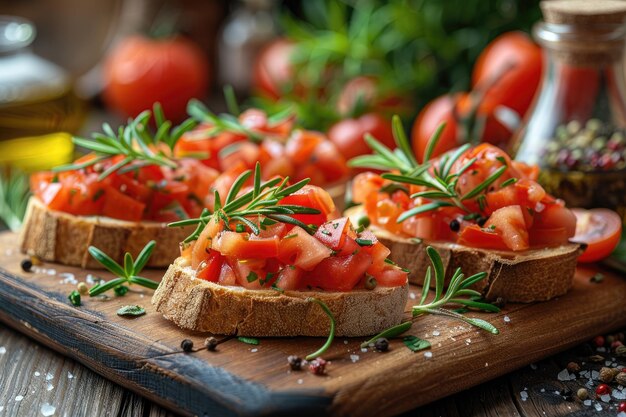 Bruschetta włoskie jedzenie profesjonalna reklama fotografia żywności