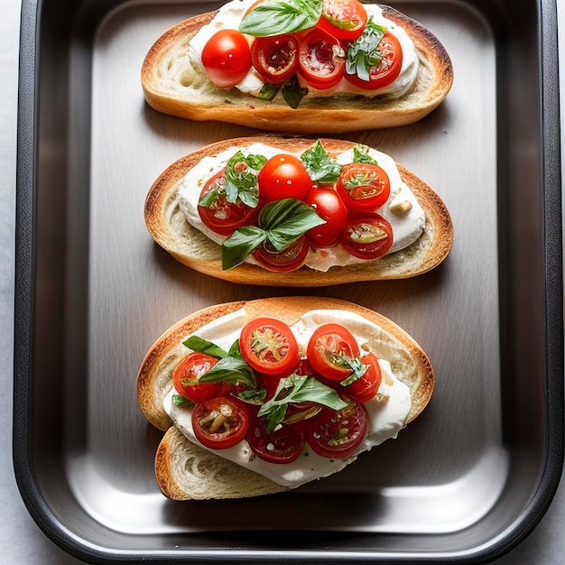 Bruschetta z pomidorami, mozzarellą i bazylią