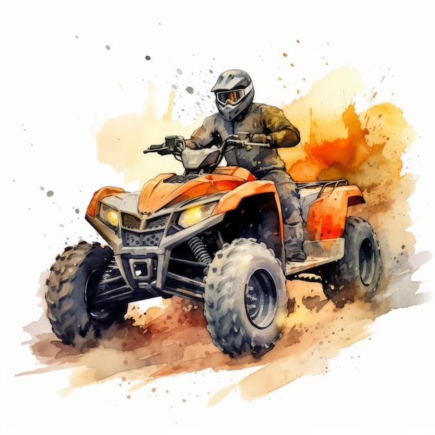 Zdjęcie brutalna akcja akwarela atv clipart z wybuchową dziką przyrodą