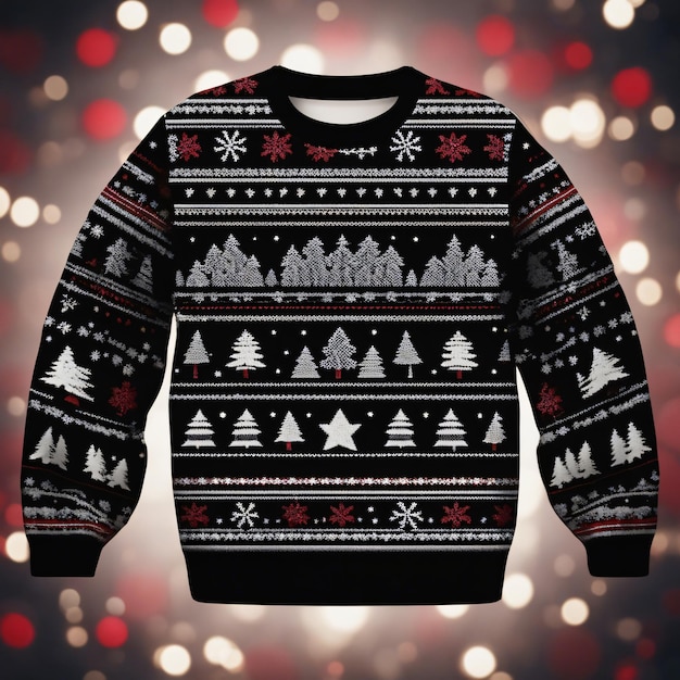 Zdjęcie brzydki świąteczny sweterek wykonany z dzianiny ze wzorem świątecznym