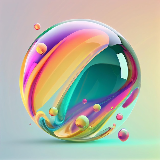 Bubble Streszczenie 3D Render kolorowych bąbelków