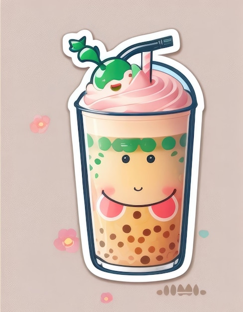 Bubble Tea Cutie Wesoła postać ze słomką