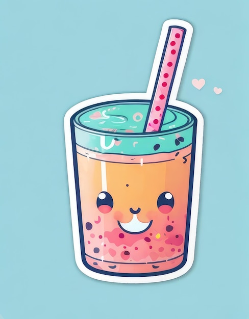 Bubble Tea Cutie Wesoła postać ze słomką