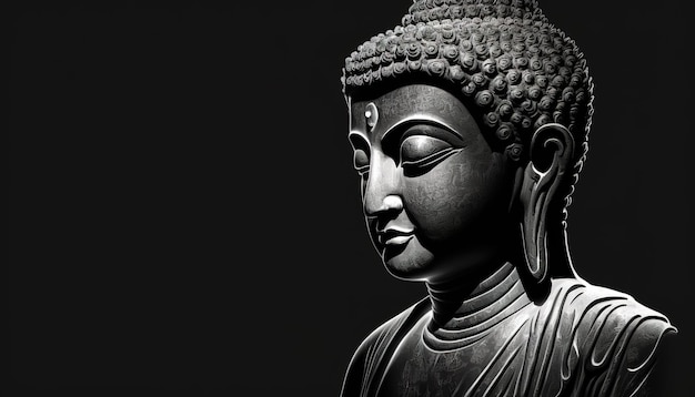 Budda Purnima Posąg Buddy wyizolowanych na ciemnym tle Generatywne ai