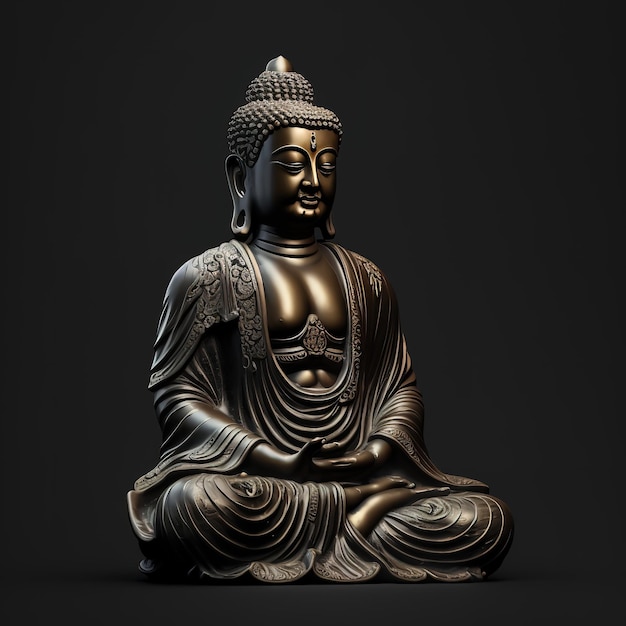 Budda Purnima Posąg Buddy wyizolowanych na ciemnym tle Generatywne ai
