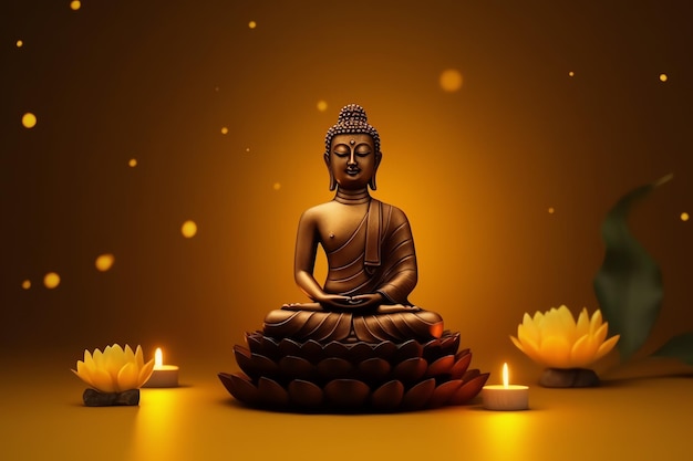 Budda siedzi w dniu vesak budda purnima z miejsca na kopię Tło dnia festiwalu vesak