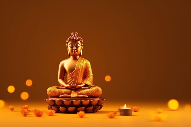 Budda siedzi w dniu vesak budda purnima z miejsca na kopię Tło dnia festiwalu vesak