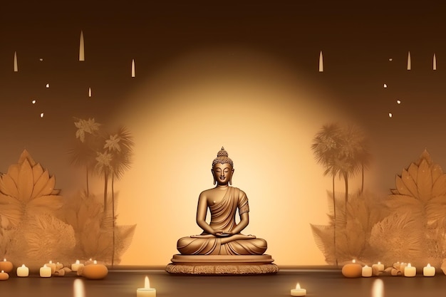 Budda siedzi w vesak budda purnima dzień z kopii przestrzeni Tło dla vesak festiwalu dnia