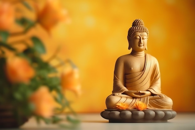 Budda siedzi w vesak budda purnima dzień z kopii przestrzeni Tło dla vesak festiwalu dnia