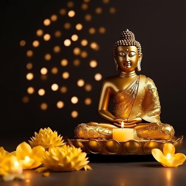 Budda siedzi w vesak budda purnima dzień z kopii przestrzeni Tło dla vesak festiwalu dnia